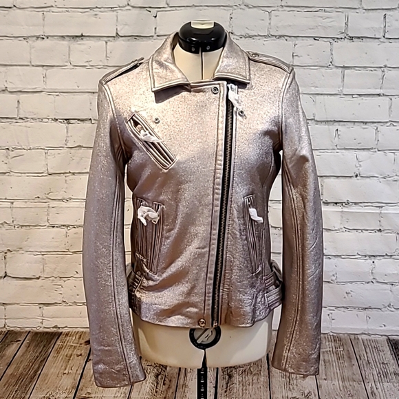 IRO Jackets & Blazers - IRO Han Leather Biker Jacket in Metallic Golden Brown - NWT